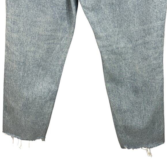 American Eagle SZ 14 Strigid Mom Jeans Super Hi-Rise Distressed Rips Frayed Hems - Picture 8 of 16